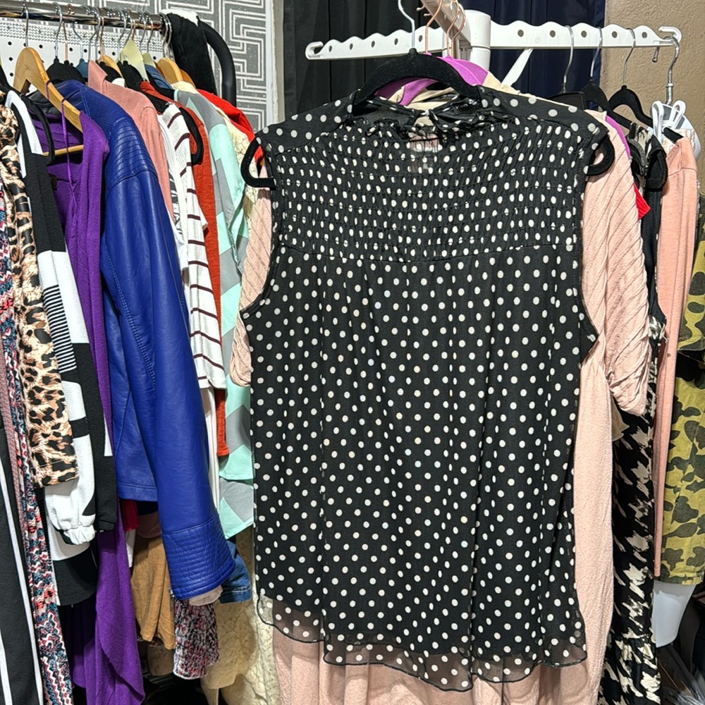 Casual Top Black/wht Polka Dot